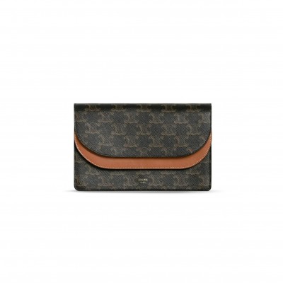 CELINE CROSSBODY BAG IN TRIOMPHE CANVAS AND SMOOTH LAMBSKIN 10D852CG9.04LU (20*11.5cm)